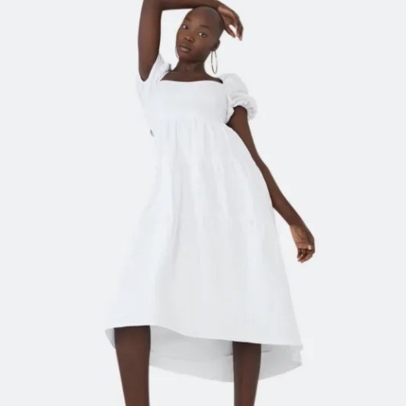 Bardot White Tear Layered Puff Short Sleeve Dress - Picture 1 of 7